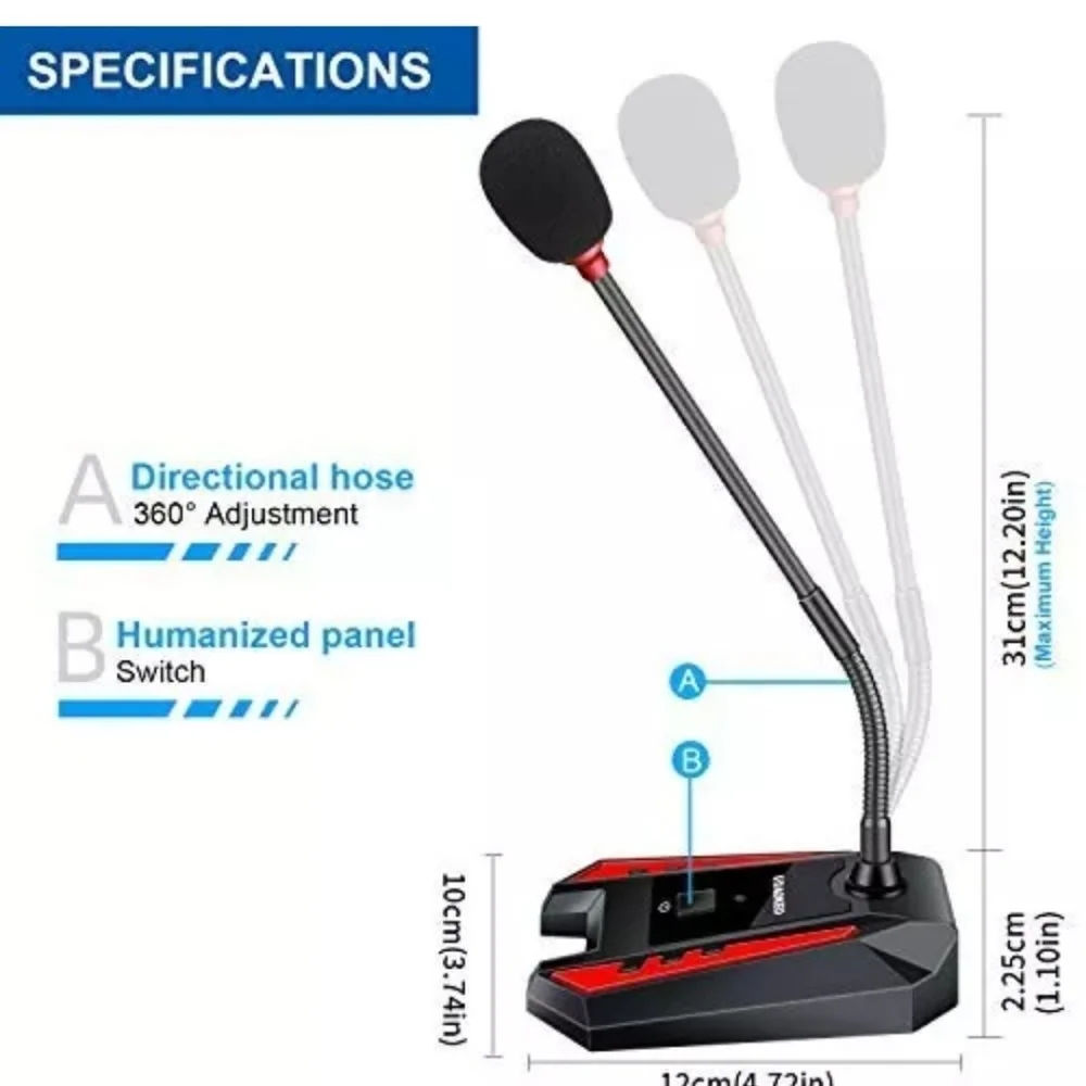 Gaming Aokeo USB Desktop Microphone for PC, Laptop, Mac, professional desktop